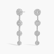 Diamond Disk Cluster Drop Earrings In 14K White Gold (1 1/2 Ct. Tw.)