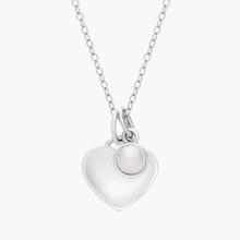 18" Heart Pendant With Freshwater Pearl Charm In Sterling Silver