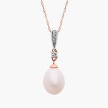 Freshwater Cultured Pearl And White Topaz Pendant In 14k Rose Gold (7.5mm)