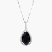 Black Onyx Elegant Halo Pendant In Sterling Silver (14x9mm)