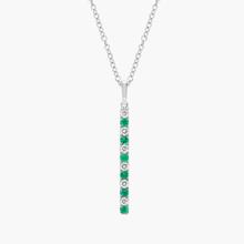 Riviera Pavé Alternating Emerald And Diamond Vertical Bar Pendant In 14k White Gold (1.6mm)