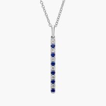 Riviera Pavé Alternating Sapphire And Diamond Vertical Bar Pendant In 14k White Gold (1.6mm)