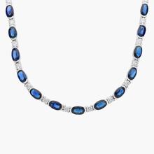 Oval Sapphire And Round Diamond Eternity Necklace In 14k White Gold