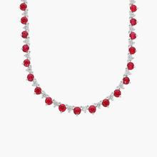 Ruby And Diamond Alternating Size Eternity Necklace In 14k White Gold (2.5mm)