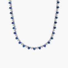 Sapphire And Diamond Alternating Size Eternity Necklace In 14k White Gold (2.5mm)