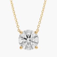 Four Prong Basket Solitaire Lab Grown Diamond Pendant In 14K Yellow Gold (3 Ct. Tw. - F-G / VS2-SI1)