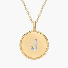 Pavé Diamond Letter J Initial Pendant In 14K Yellow Gold