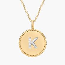 Pavé Diamond Letter K Initial Pendant In 14K Yellow Gold
