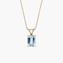 Emerald Cut Birthstone Aquamarine Pendant Necklace In 14K Yellow Gold (8x6mm)