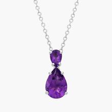 Amethyst Teardrop Pendant Necklace In Sterling Silver (10x7mm)