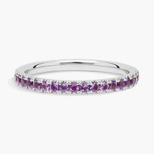Riviera Pavé Amethyst Ring In 14k White Gold (1.5mm)