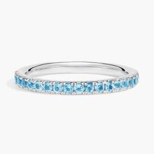 Riviera Pavé Blue Topaz Ring In 14k White Gold (1.5mm)
