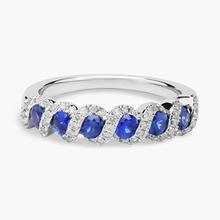 Round Sapphire And Diamond Band In 14k White Gold (2.8mm)